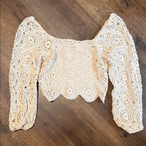 Flying Tomato Tops - Flying Tomato Cream Crochet Blouse